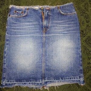 Lucky Brand Blue Denim Skirt with Frayed Waistband